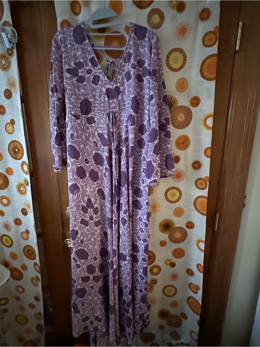 Silk Purple Floral Maxi Dress - Women's Long Sleeve